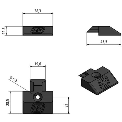 End cap f. Airline profile anchor rail 142131899