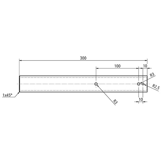 Stainless steel round tube, length 300 mm