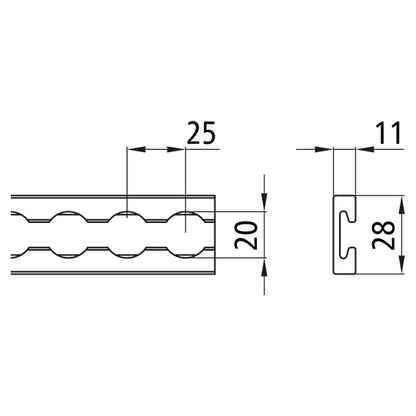 Airline profile anchor rail 4002-AL light, anodised aluminium,