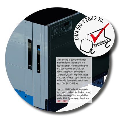 Blueline aluminum-corner stanchion IL, rear L, anodised, 400 mm