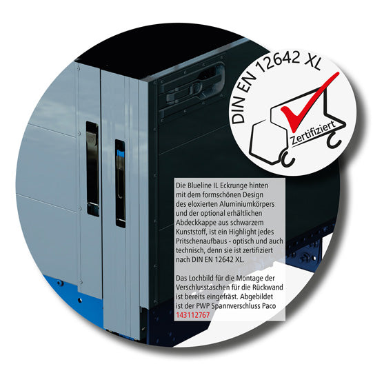 Blueline aluminum-corner stanchion IL, rear R, anodised, 400 mm