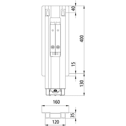 Blueline aluminum-centre pillar DL, anodised, 400 mm