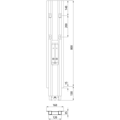 Blueline aluminium central pillar DL, anodized, 800 mm