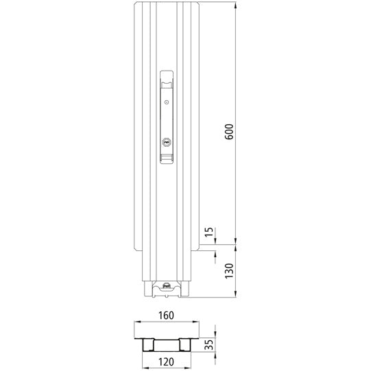 Blueline aluminum-centre pillar IL, anodised, 600 mm
