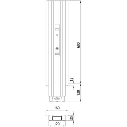 Blueline aluminum-centre pillar IL, anodised, 600 mm