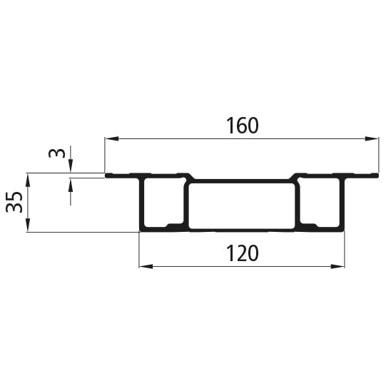 Blueline CS-centre pillar aluminum, basic length 2785 mm