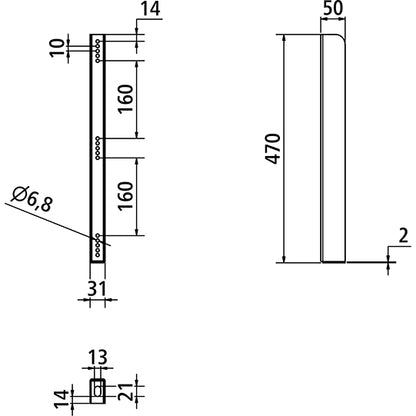 Blueline CS depot 27 x 50 x 470 mm, standard hole pattern