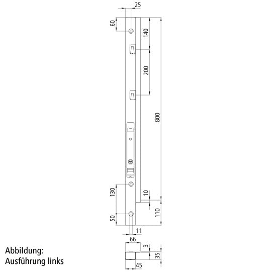 Blueline corner pillar, front right, aluminum, 800 mm