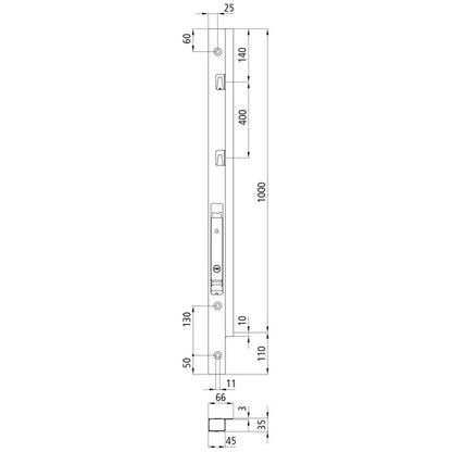 Blueline aluminum corner pillar, front left, 1000 mm