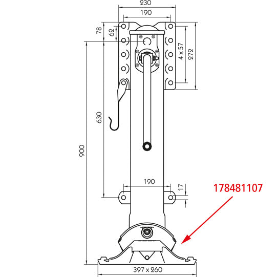 Tukijalan talla JS D01, täydellinen ruuviliitoksella, MODUL