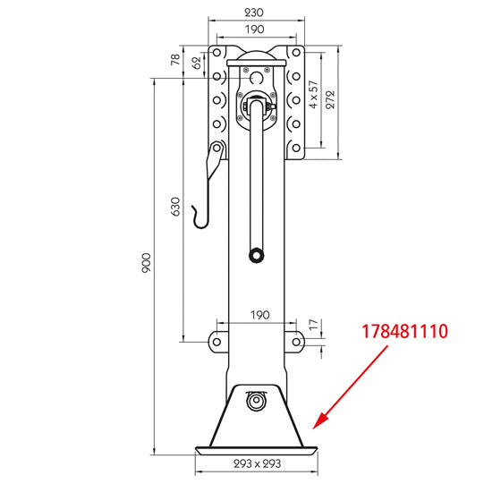 T-jalka JS D04, täydellinen ruuviliitännällä