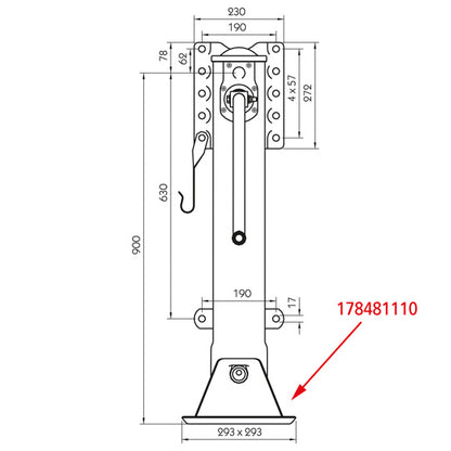 T-jalka JS D04, täydellinen ruuviliitännällä