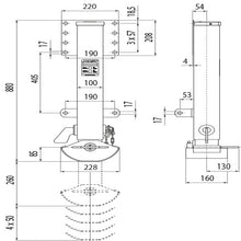 Drop support FS 075, operation left, height 880 mm, with A-foot