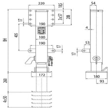Pudotustuki FS 075, käyttö oikealta, korkeus 880 mm, T-jalalla