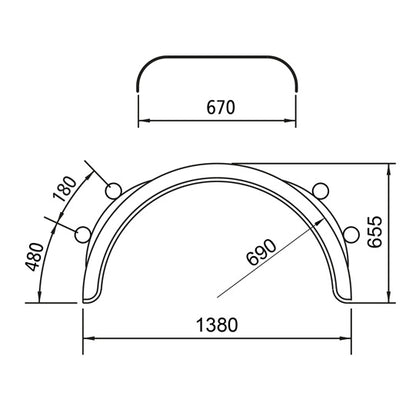 Mudguard plastic H-PE 6721 - IKK - Clamp 52 mm