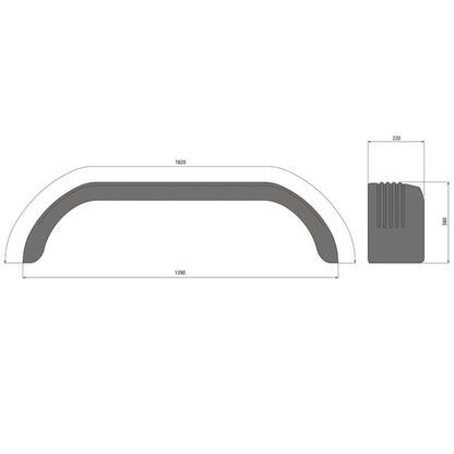 DA mudguard DK-PE 21.1390.18/12 angular, polyethylene