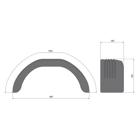 Mudguard H-PE 20.670.10/12 angular SG, PP-EPDM