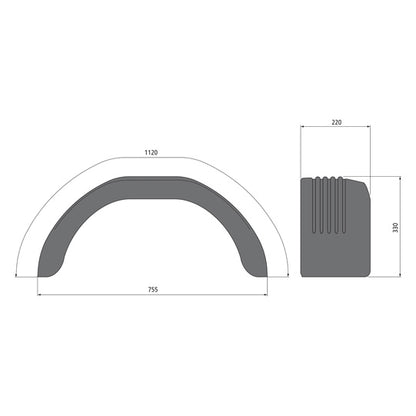 Mudguard H-PE 23.760.12/12 angular SG, PP-EPDM
