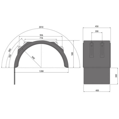 Rear mudguard H-PE 45.1280.20-IKK AS 300 SG, polypropylene