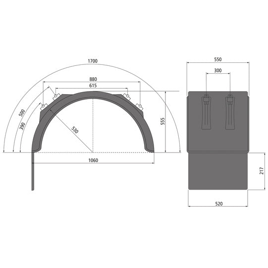 Rear mudguard H-PE 55.1060.17-IKK AS 217 SG, polypropylene