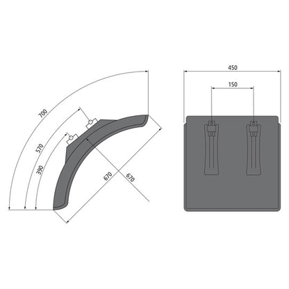 Mudguard short L-PE 45.670.07-IKK SG, polypropylene