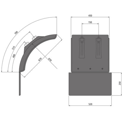 Mudguard quarter L-PE 45.670.07-IKK AS 250 SG, polypropylene