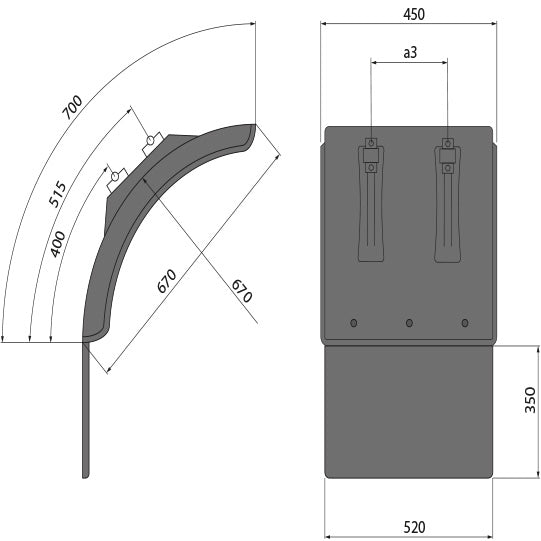 Mudguard quarter L-PE 45.670.07-IKK AS 350 SG, polypropylene