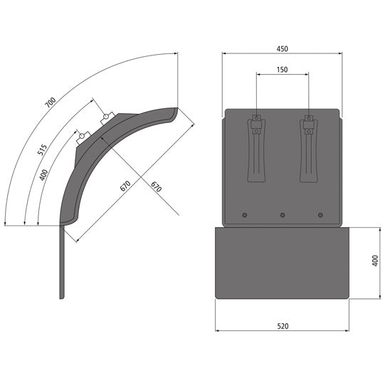 Mudguard quarter L-PE 45.670.07-IKK AS 400 SG, polypropylene