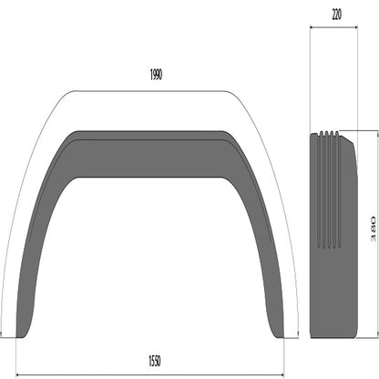 DA mudguard DK-PE 23.1520.20/12 angular SG, PP-EPDM