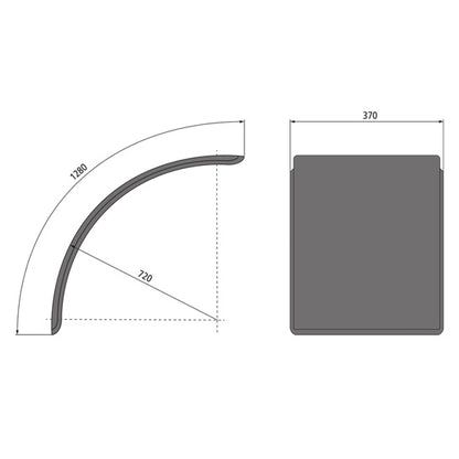 Tractor mudguard, plastic, WxRxL 370x720x1280