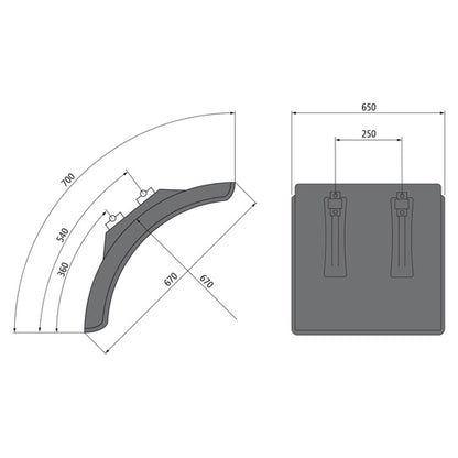 Mudguard short L-PE 65.670.07-IKK SG, polypropylene