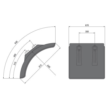 Mudguard short L-PE 67.615.06-IKK SG, polypropylene