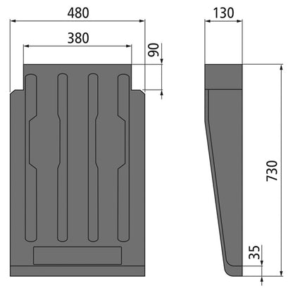 Long trailer mudguard AS B480 × 730 SG