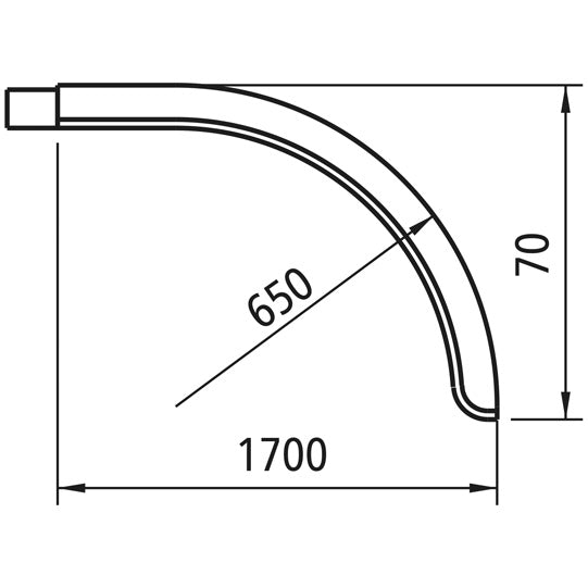 Mudguard end piece, plastic, 430 x 2120 mm, new version