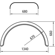 Mudguards, plastic, white stripe, 670x1340, length 2090 mm