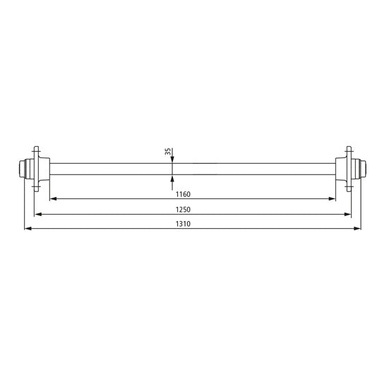 Cart axle K700 - 4/60/100-ET 0, without brake, 700 kg axle load