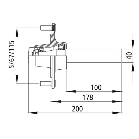 Hub with stub axle GS 1.5, without brake