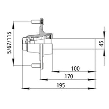 Hub with stub axle GS 2.5, without brake, 925 kg axle load