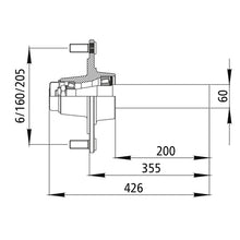 Hub with stub axle GS 6, without brake, 2000 kg axle load