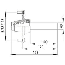 Hub with stub axle GS 2, without brake, 5/63/112