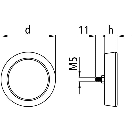 Reflector, round, red, outer diameter 115 mm, plastic housing