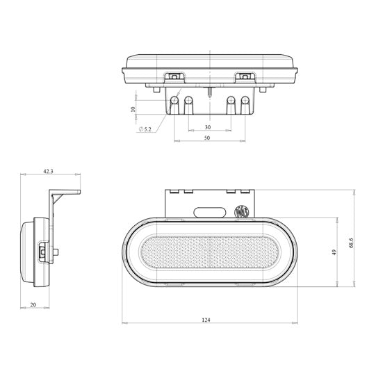 LED side marker light, 12/24 V, W198N, universal