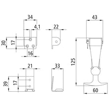 Bonnet holder, galvanised stl. parts, length 125 mm