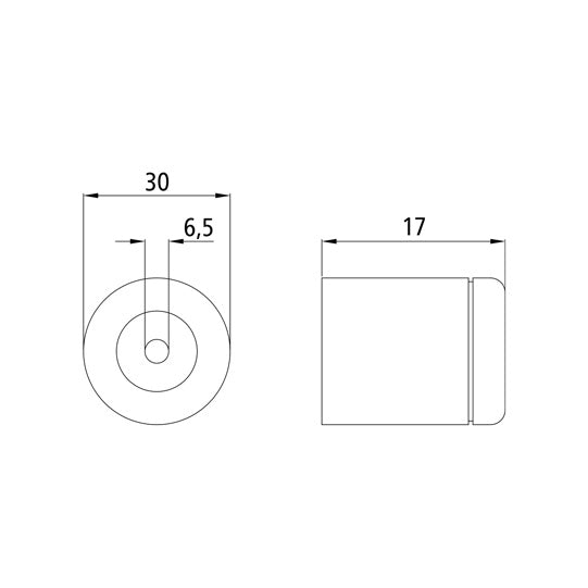 Rubber door buffer, Ø 30 x 17 mm