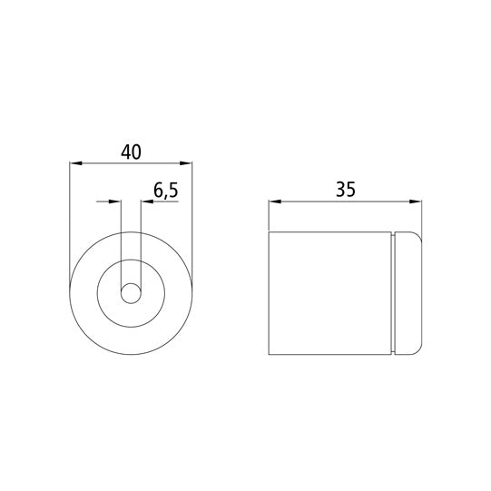 Rubber door buffer, Ø 40 x 35 mm