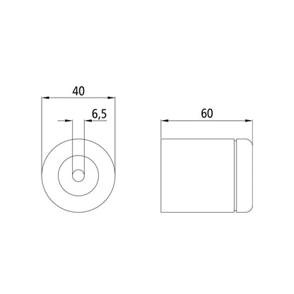 Rubber door buffer, Ø 40 x 60 mm