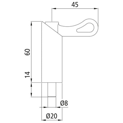 Spring bolt S 814 N, Ø 8 mm, stroke 14 mm, galvanised hand leve