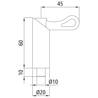 Spring bolt S 1010 N, Ø 10 mm, stroke 10 mm, galvanised hand le