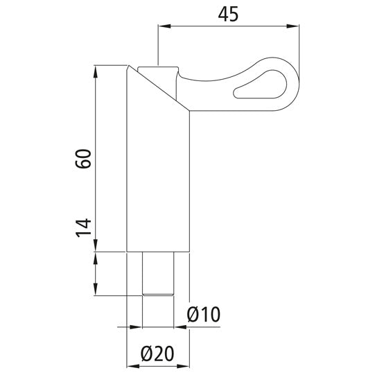 Spring bolt S 1014 N, Ø 10 mm, stroke 14 mm, galvanised hand le