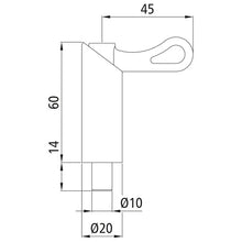 Spring bolt S 1014 N, Ø 10 mm, stroke 14 mm, galvanised hand le